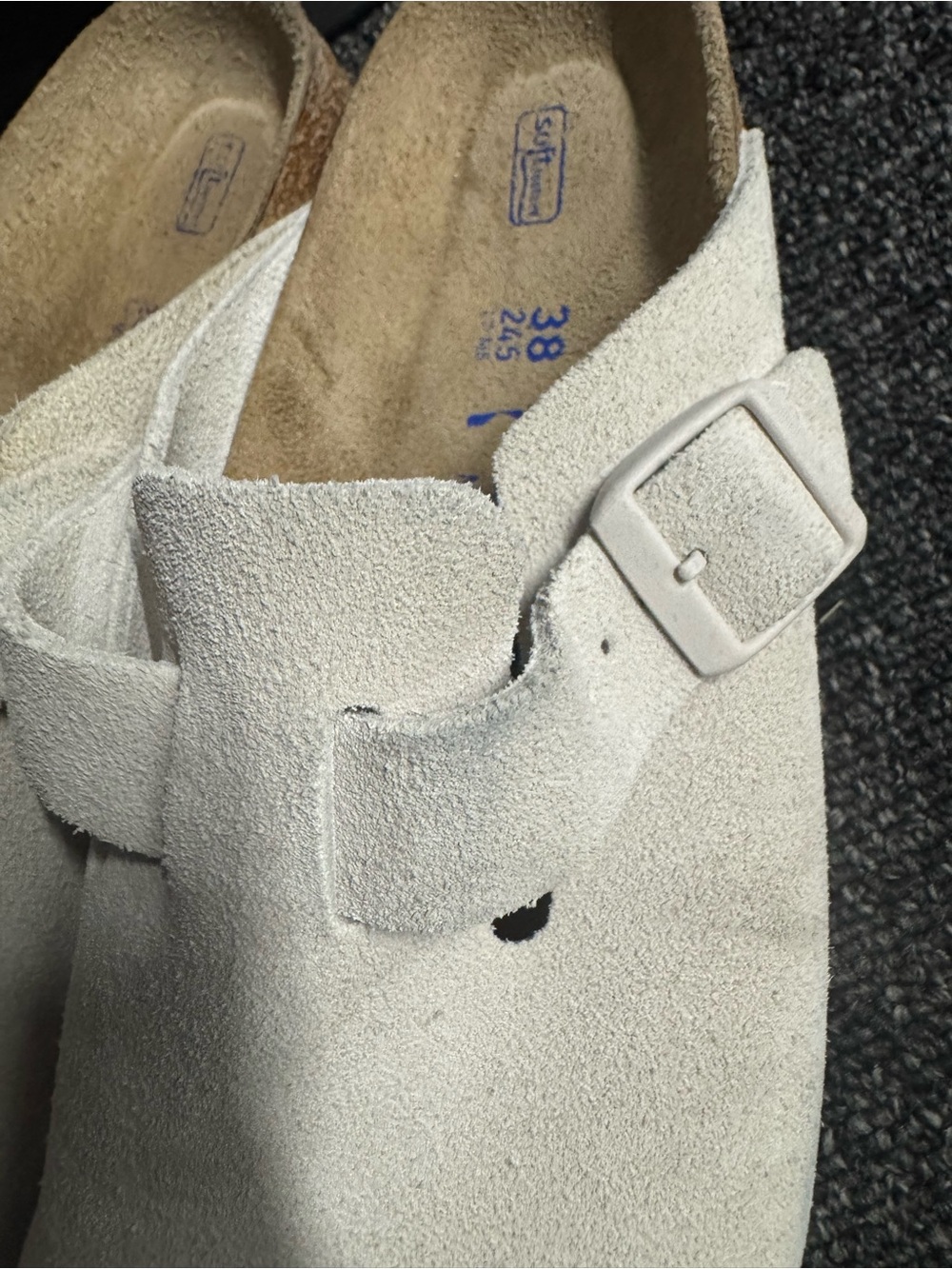 Birkenstock Cream Suede Boston Clogs - Picture 4 of 15